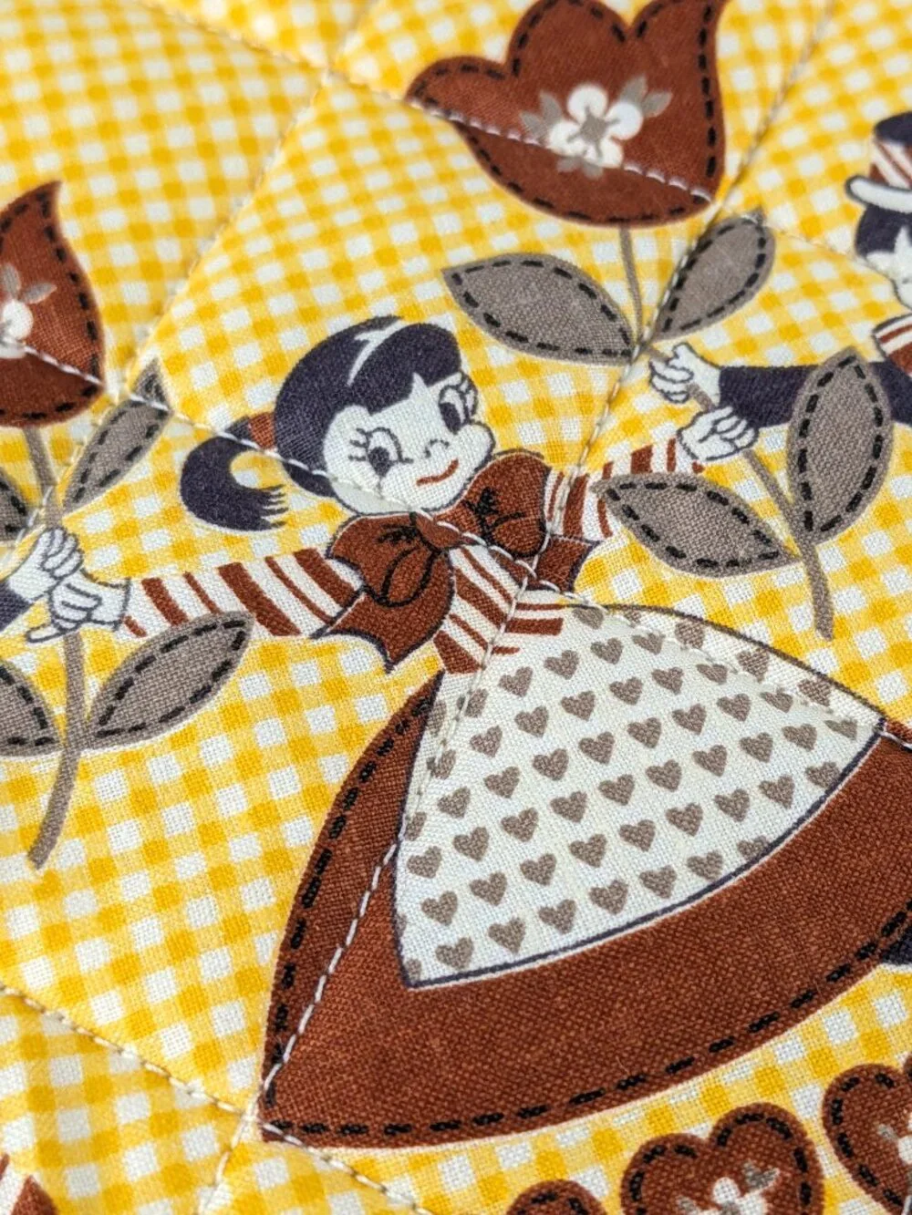 Vintage Dutch Print Quilted Pot Holder